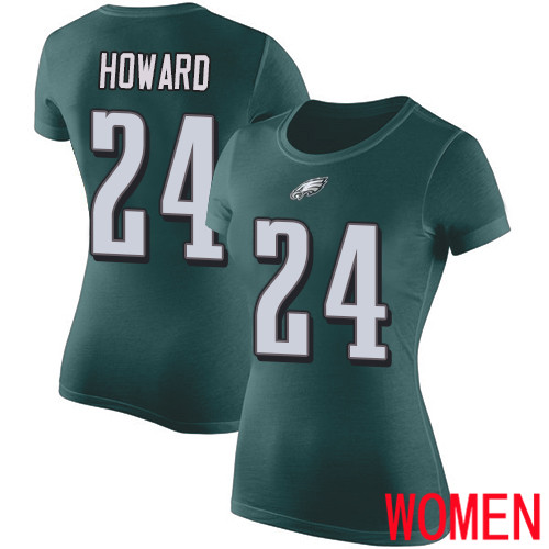 Women Philadelphia Eagles #24 Jordan Howard Green Rush Pride Name and Number NFL T Shirt->women nfl jersey->Women Jersey
